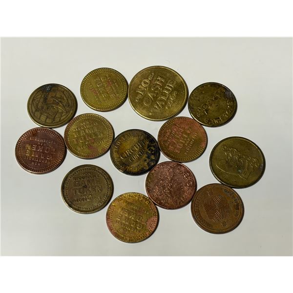 (12) VARIOUS U.S & Canada Tokens