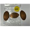 Image 1 : Set of three collectible elongated (pressed or smashed) pennies, which include two religious coins f