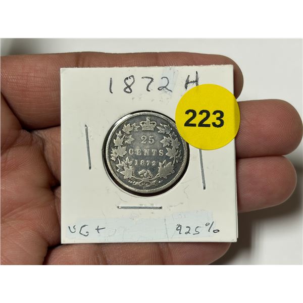 1872-H Canada Silver 25 Cents.