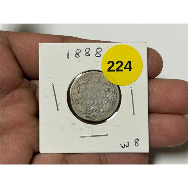 1888 Canada Silver 25 Cents.