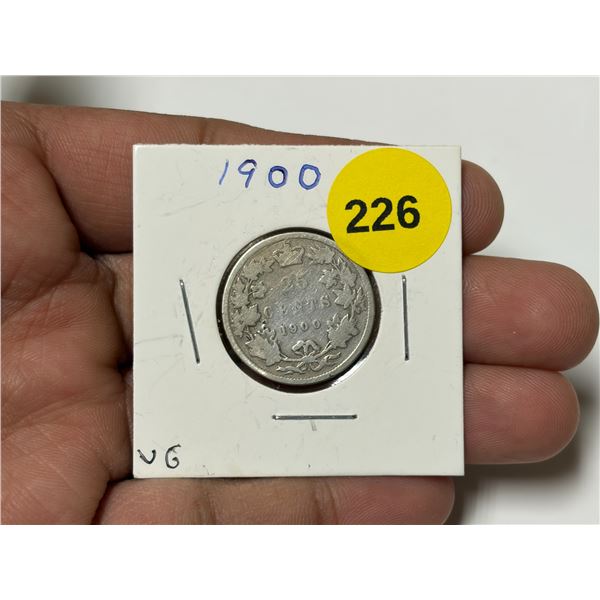1900 Canada Silver 25 Cents.