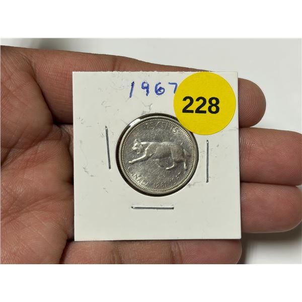 1967 Canada Silver 25 Cents.