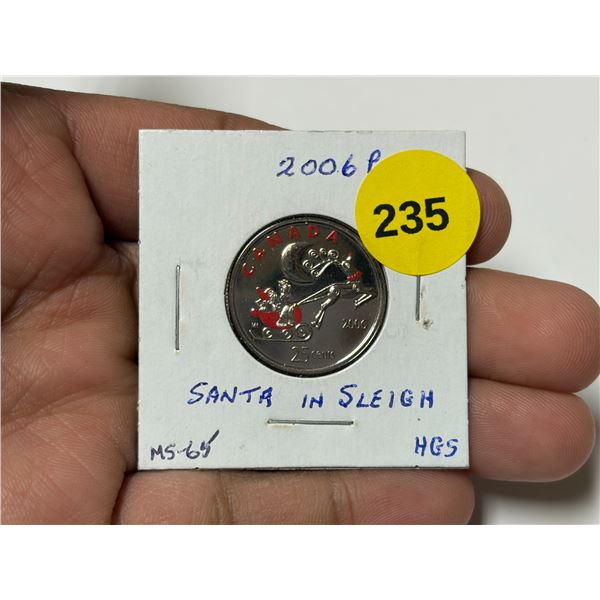 2006-P Canadian Quarter, Santa In Sleigh WC, MS - 65