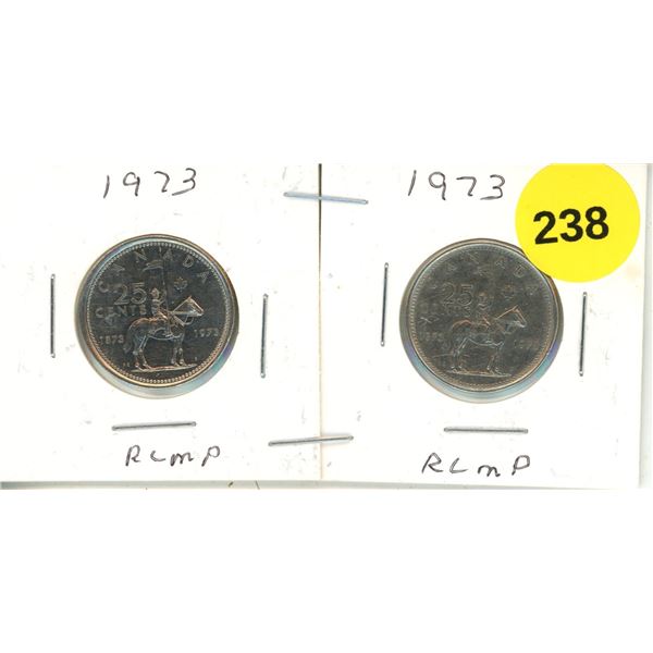 (2) 1973 Canadian Quarters, RCMP