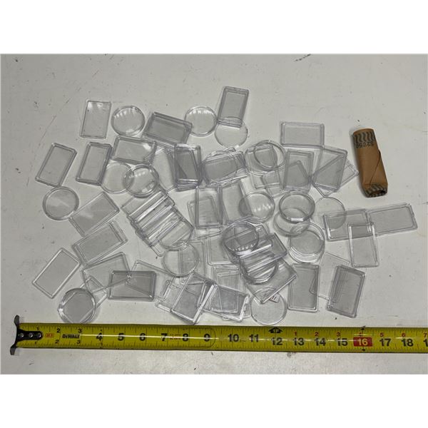 BAG OF PLASTIC COIN HOLDERS