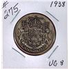 Image 1 : 1938 CANADIAN SILVER 50 CENT COIN