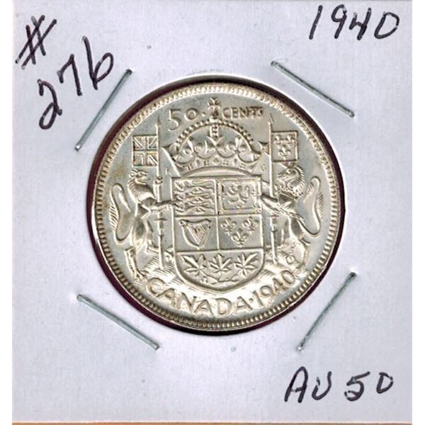 1940 CANADIAN SILVER 50 CENT COIN