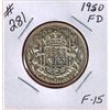 Image 1 : 1950 CANADIAN SILVER 50 CENT COIN - FULL DESIGN