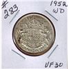Image 1 : 1952 CANADIAN SILVER 50 CENT COIN - WIDE DATE