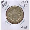 Image 1 : 1953 CANADIAN SILVER 50 CENT COIN - SMALL DATE