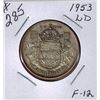 Image 1 : 1953 CANADIAN SILVER 50 CENT COIN - LARGE DATE