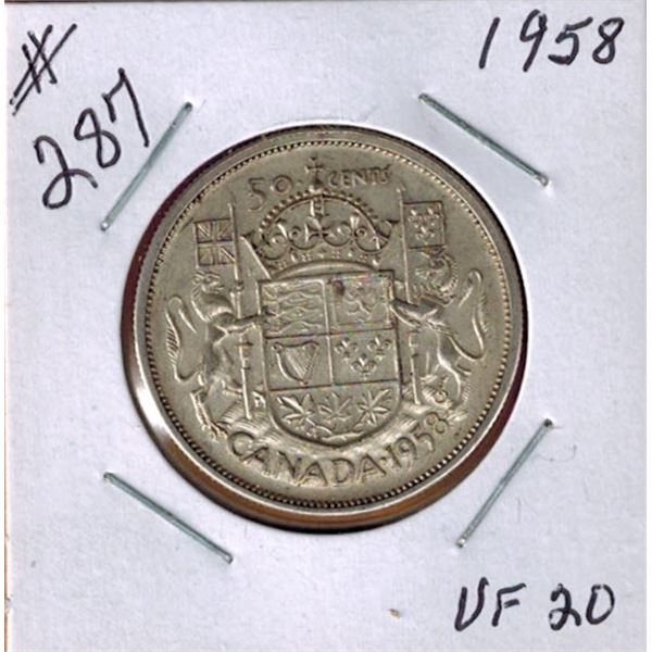 1958 CANADIAN SILVER 50 CENT COIN