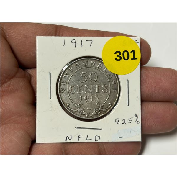 1917 New Found Land Silver Half dollar, 925 %