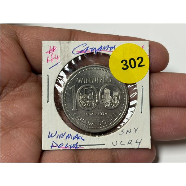 1974 Canadian Dollar Winnepeg 100, Small North Yoke,VCR-4