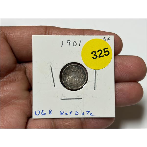 1901 Canadian Nickle, VG-8, Key Date
