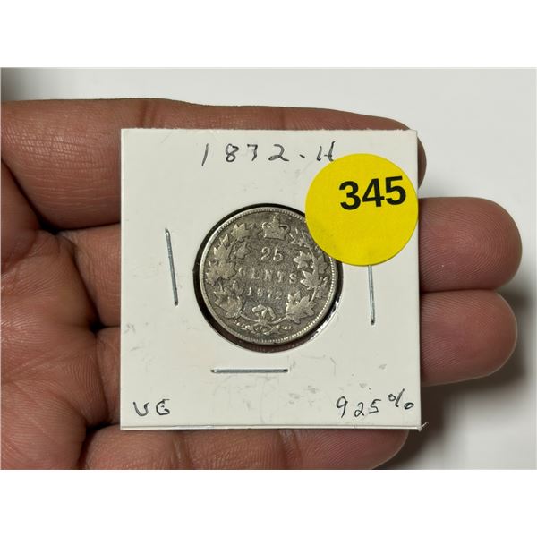 1872-H Canada Silver 25 Cents.