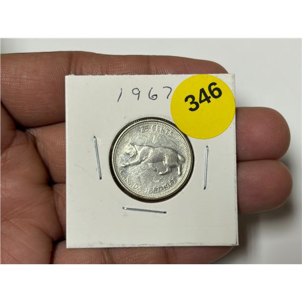 1967 Canada Silver 25 Cents.