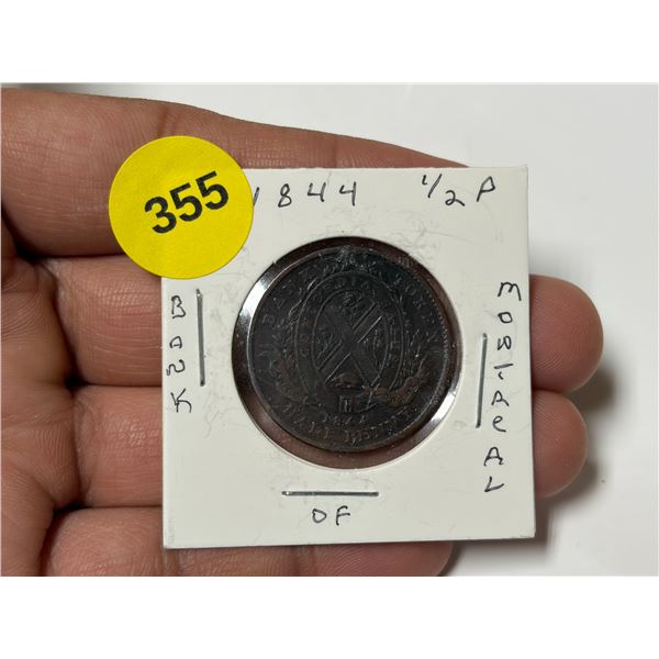 1844 Bank Of Montreal 1/2 Penny