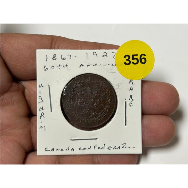 1867-1927 60 th Anniversary Of Canada Confederation, RARE , C/W HIGH RIM