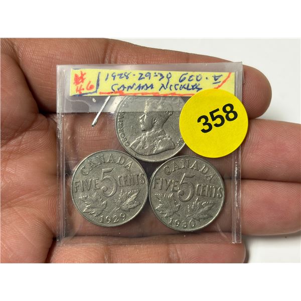 1928-1930 Canadian Nickles.