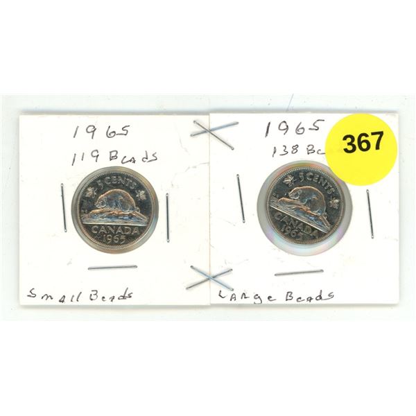 1965 Canadian Nickle, Small Beads,119 Beads & Large Beads, 138 Beads