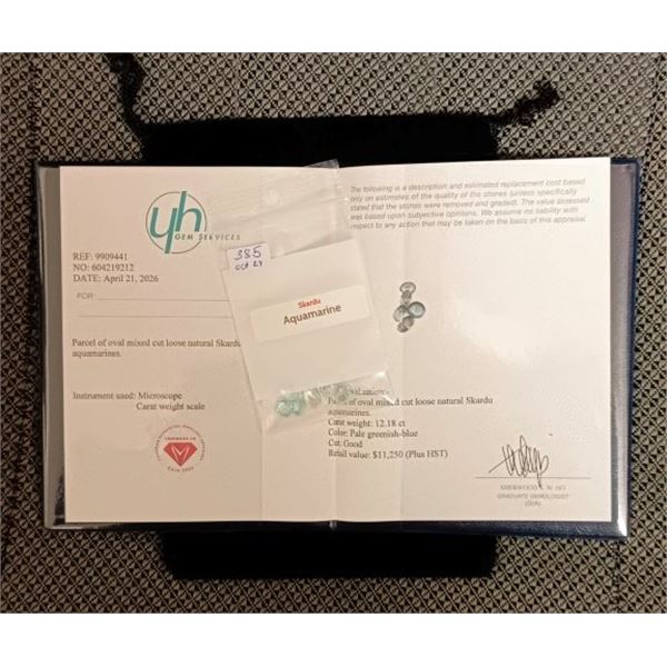 12.18 ct Cert. Aquamarine gemstone parcel - 11 Pieces ($11,250)