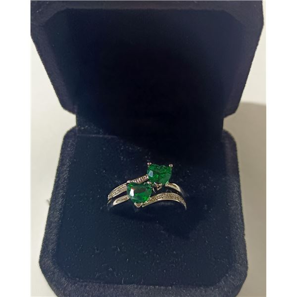 NEW Platinum Plated 1.0tcw Lab-Created Emerald Ring