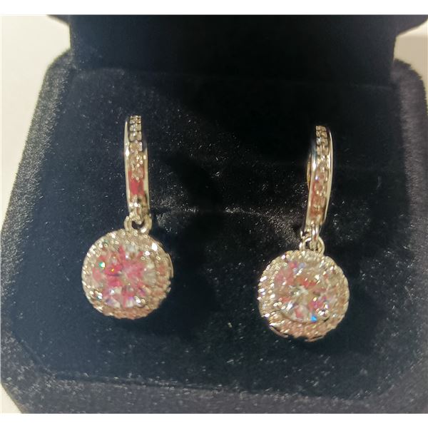 NEW Platinum Plated 1.0ct Simulated Diamond (CZ) Dangle Earrings