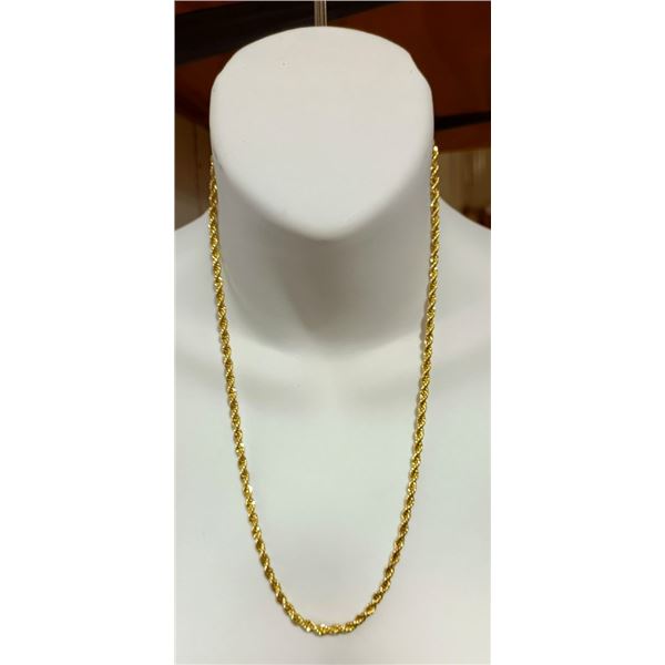 NEW 14K Gold Plated 4.0mm Twisted Rope Necklace