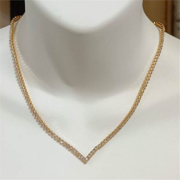 NEW 18K Gold Plated 2.5mm Simulated Diamond (CZ) Tennis Necklace