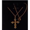 Image 1 : NEW 18K Gold Plated 32.0mm Simulated Diamond (CZ) Cross Necklace