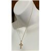 Image 3 : NEW 18K Gold Plated 32.0mm Simulated Diamond (CZ) Cross Necklace