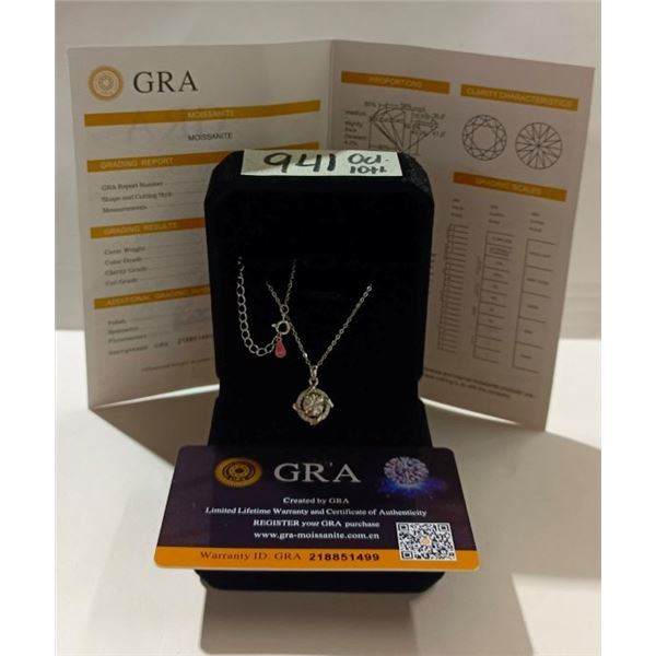 NEW 925S 1.0ct Moissanite Lab Diamond Necklace, Retail $1525.00
