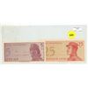 Image 1 : Set of 2 1964 Indonesia banknotes. 5 Sen and 25 Sen. Unc.