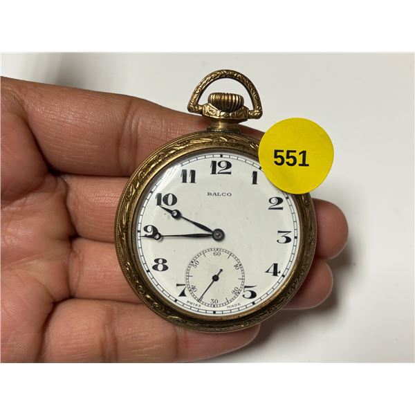 Antique Balco Pocket Watch. Swiss made. It still works.