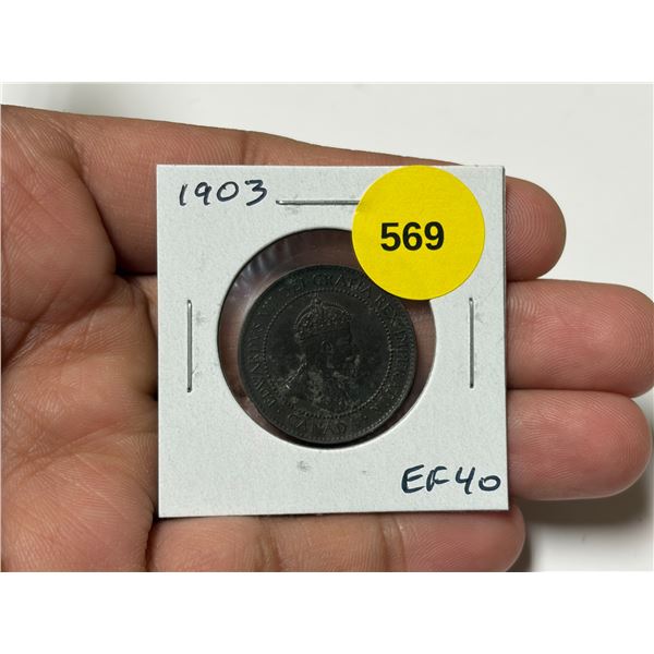 1903 Canadian Large Cent. EF40.
