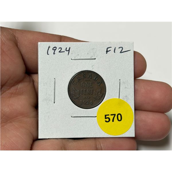 1924 Canadian Small Cent. Key Date. F12.