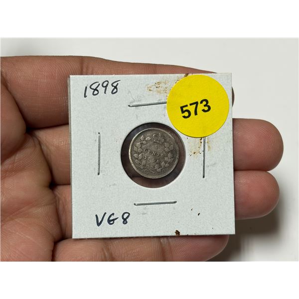 1998 Canadian Victorian Silver 5 Cents. VG8.