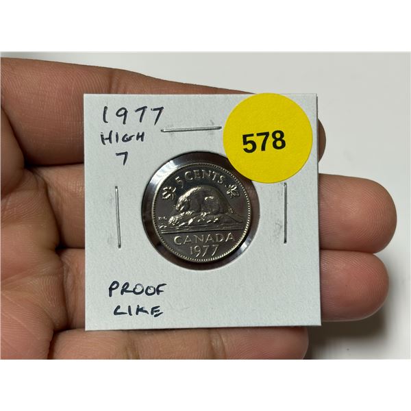 1977 High Last 7 Nickel 5 Cents. Proof Like-65.