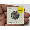 Image 1 : 1991 Canadian 25 Cents. Key Date. Mintage of only 459,000. MS63.