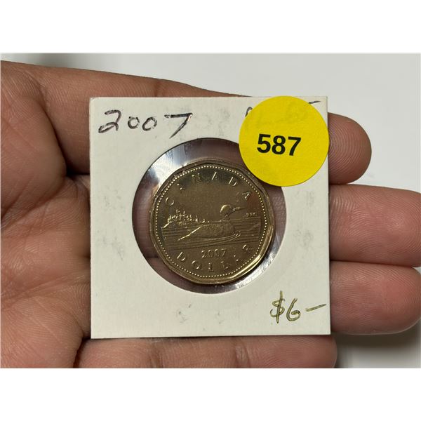 2007 Canadian Loonie. Proof Like-65.