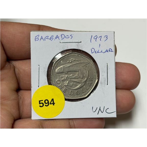 Barbados. 1973 1 Dollar. Flying Fish. Uncirculated