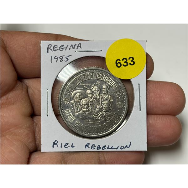 1985 Regina Trade Dollar commemorating the Riel Rebellion. BU.