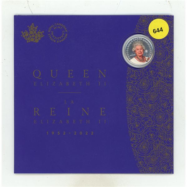1952 – 2022 Queen Elizabeth Colourized  $5. 70th anniversary of her reign. .9999 pure Silve
