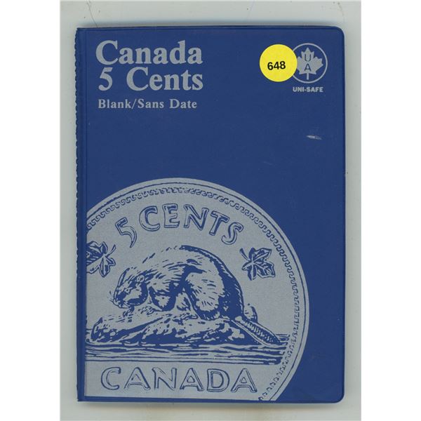 Near complete Canadian 5 Cents Collection 1922 – 2013. Missing only the Scarce 1925. Housed