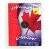 Image 1 : 2004 Colourized Celebration 25 Cents with Red Maple Leaf. Housed in its original RCM folder.