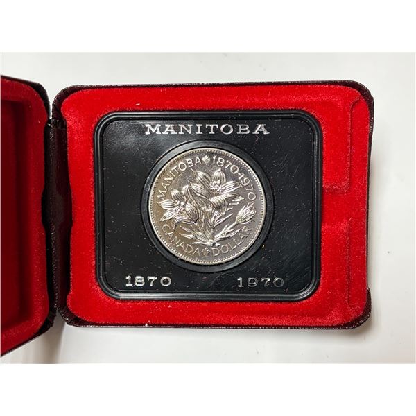 1870 – 1970 Manitoba Centennial Nickel Dollar. Housed in its original RCM case.