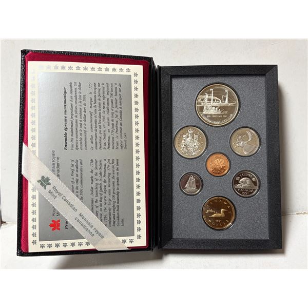 1991 Proof Set. The Silver Dollar depicts the ship Frontenac. All coins have Ultra Heavy Cameos. Hou