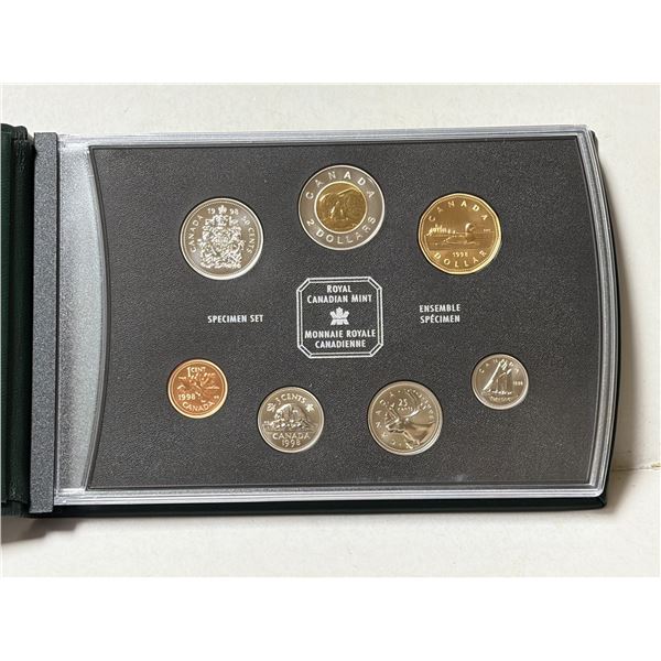 1998 Specimen Set. 7-coin set, all with Specimen strikes. Housed in its original RCM case and box, p