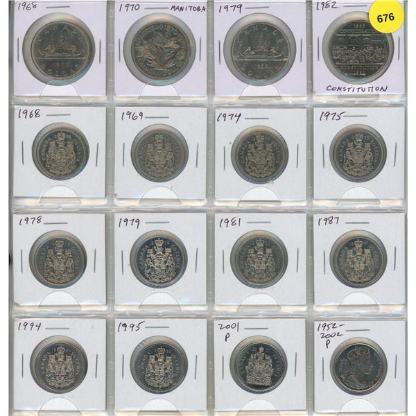 Lot of 4 Nickel Dollars and 12 Nickel 50 Cents.
